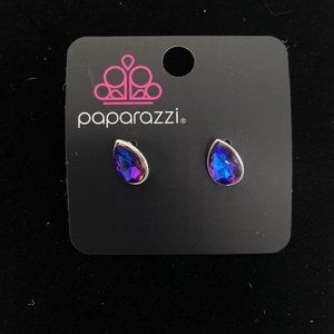 Paparazzi Fashion Jewelry Teardrop Blue Oil Spill Iridescent Post Earrings